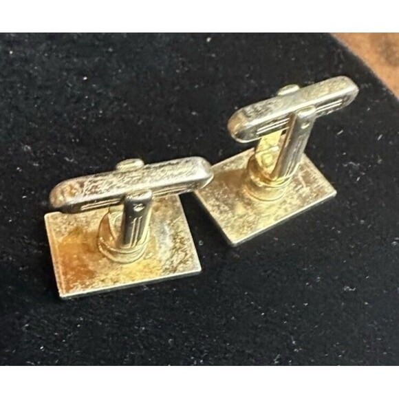 Silver Tone Cufflink lot of 2 Toggle Back 8 point Star burst Rectangle ridge - Picture 5 of 12